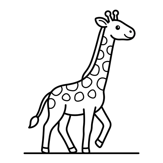Easy giraffe coloring page with a long-necked giraffe and large spots
