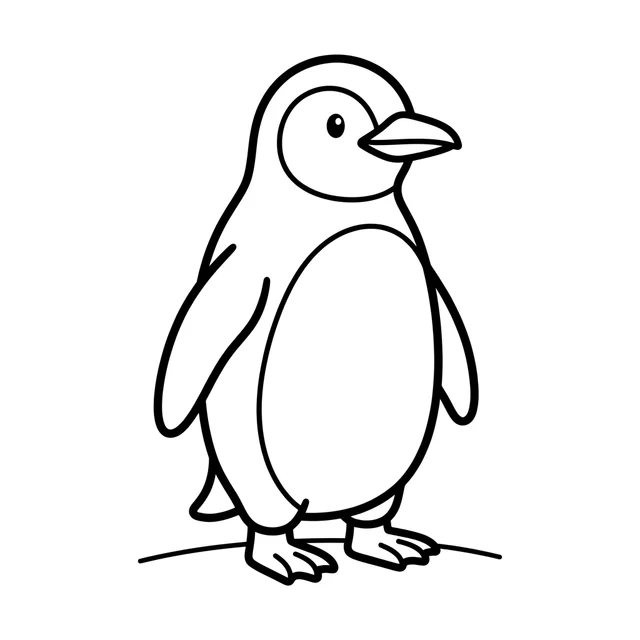Easy penguin coloring page with a standing penguin and simple open shapes